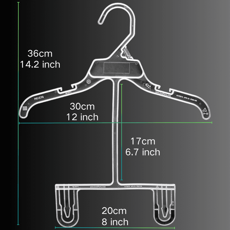 Percha de plástico integrada de una pieza de 30 cm para conjuntos de ropa infantil (parte superior e inferior) | Listo para embalaje y exhibición